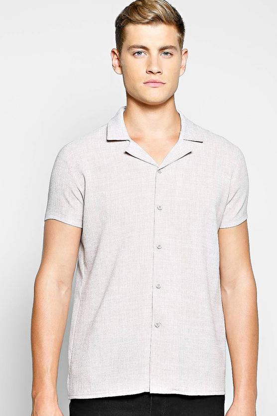 Linen Look Revere Collar Shirt